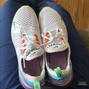 Nike Air Max 270 White with Orange and Purple Accents